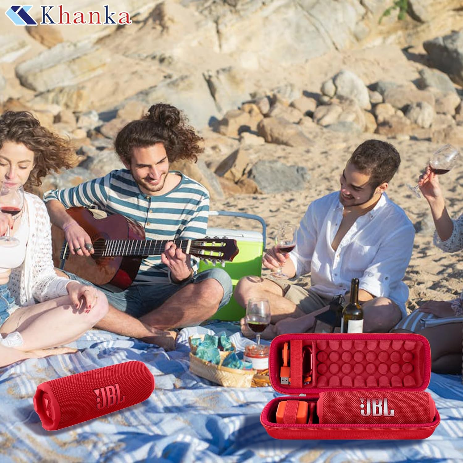 khanka Hard Travel Case Replacement for JBL Flip 7 / Flip 6 Waterproof Portable Bluetooth Speaker(Red) - Image 8