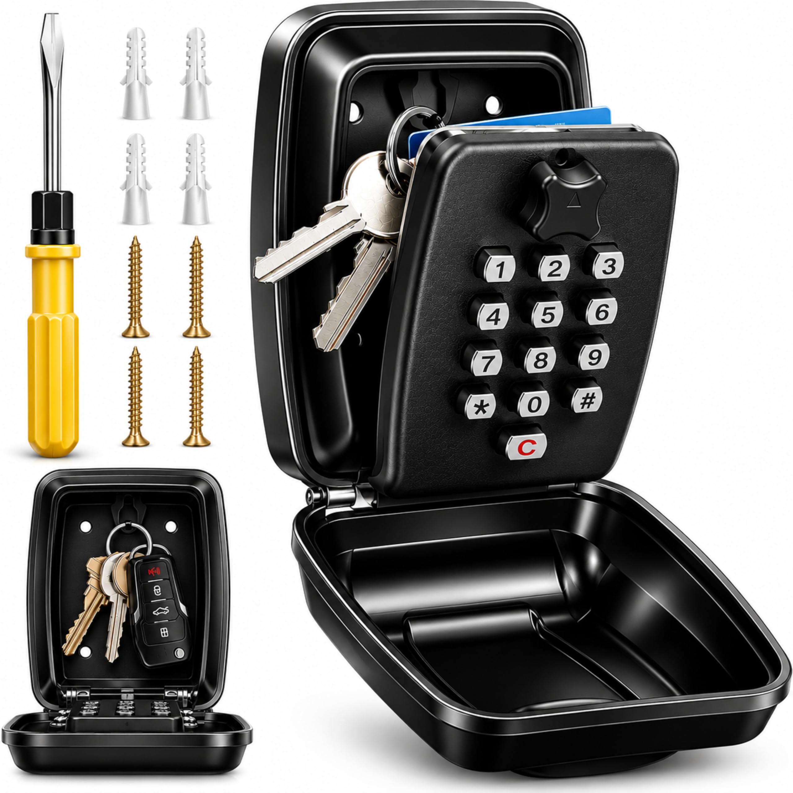 LDS® Boite à Clefs Sécurisée Extérieure – Approuvée par la Police – Coffre à Clés Étanche avec Code Réinitialisable à 12 Chiffres – Grand Rangement pour Clés de Rechange – Idéale pour Maison, V3