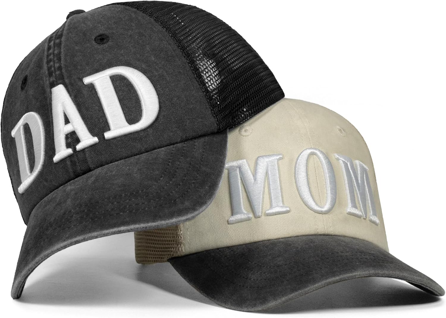 Mom and Dad Hats for New Parents Gifts，Pregnancy Announcement Unconstructed Mesh Caps for Couples
