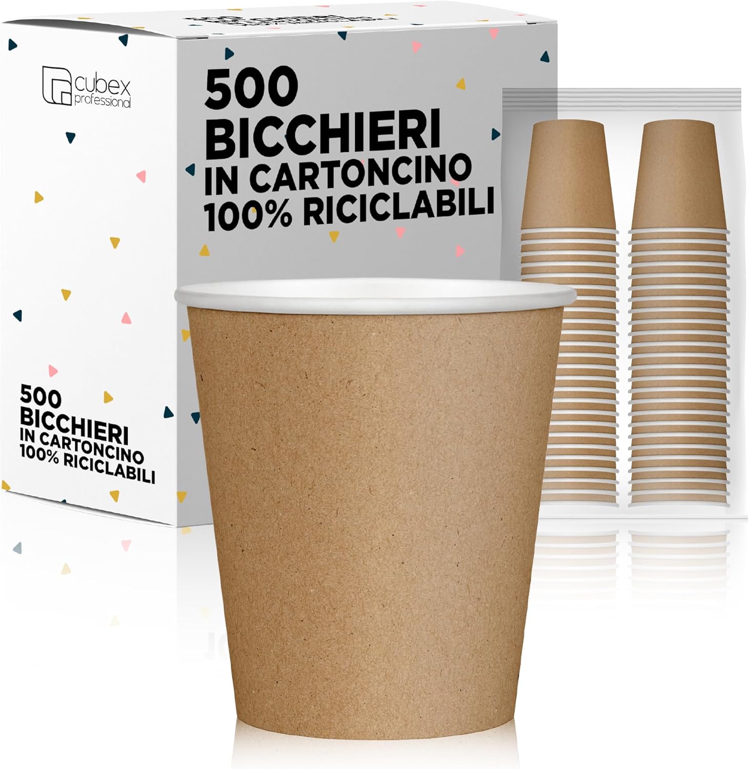 CupCup 100 Bicchieri Carta 360 l Doppia Parete Nero Ripple – Tazza con