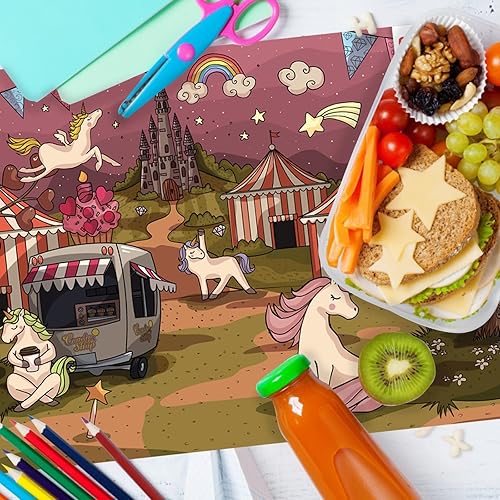 Miniatura 7 de merka Manteles individuales para niños, 17 x 11 pulgadas, multicolor, juego de 4 manteles individuales de plástico lavables para mesa de comedor,