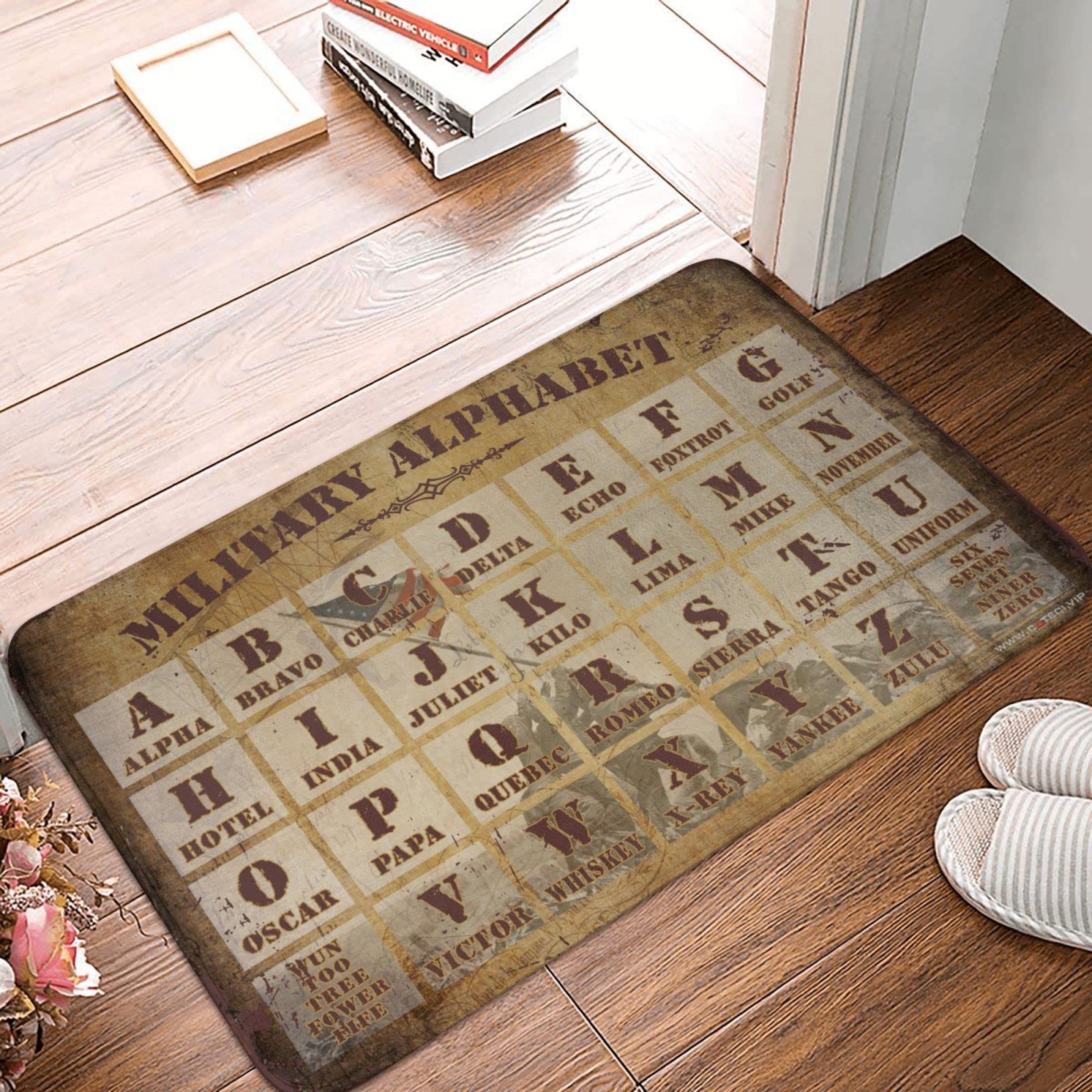 Tapis alphabet militaire Garagedecor tapis de sol imprimé