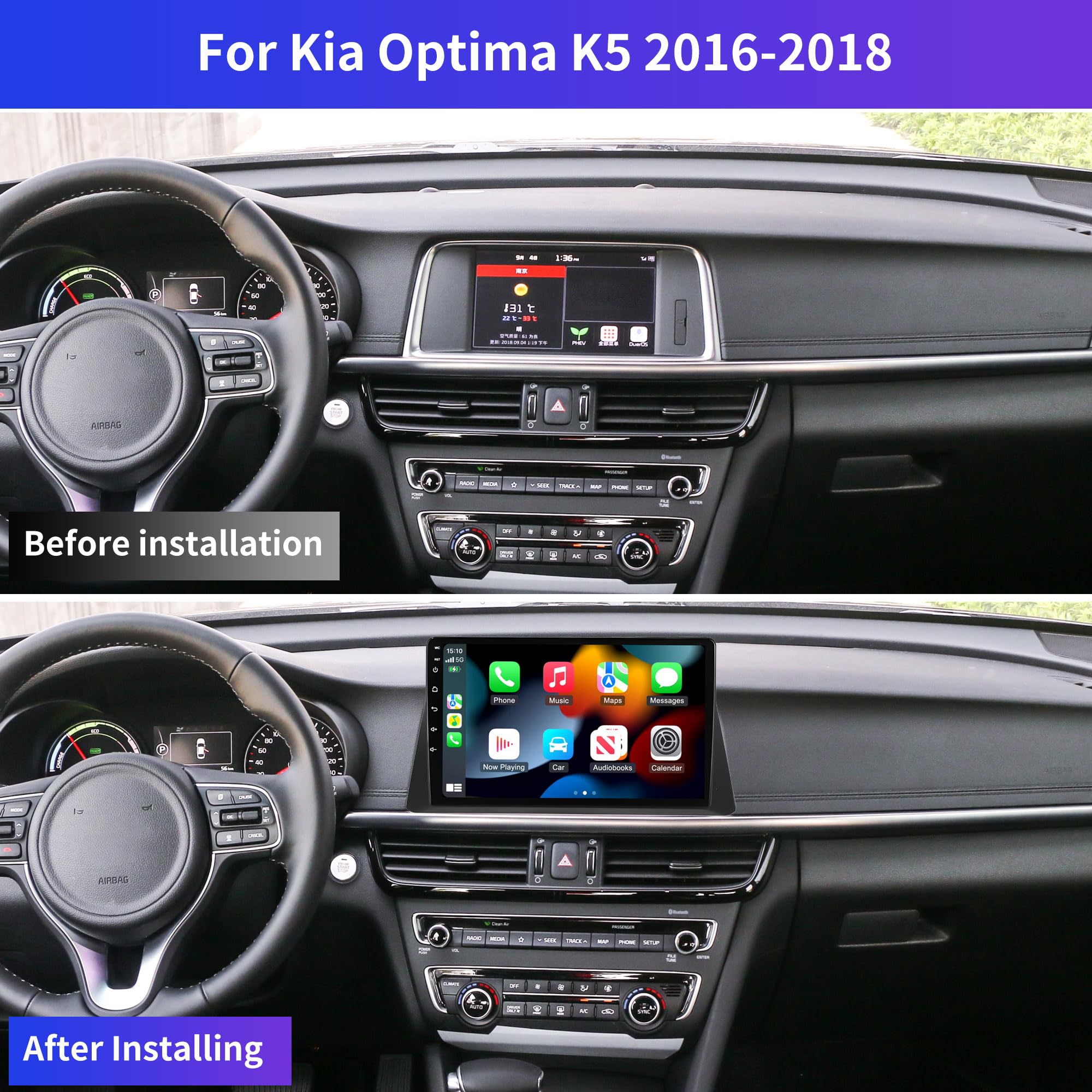 Car Stereo Upgrade for Kia Optima K5 2016 2017 2018, Android 13 Wireless CarPlay Stereo Screen with Apple CarPlay Android Auto, 10.1