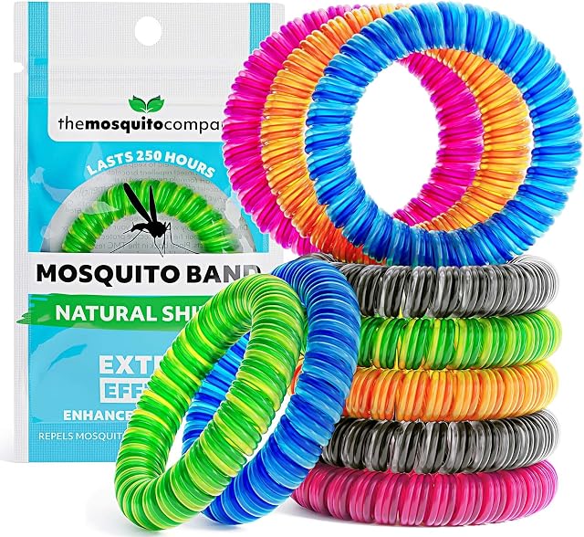 The Mosquito Company, Mosquito Repellent Bracelet,10 Insect Repellent Mosquito Bands, Double Strength, Multi Coil mosi Guards up to 250 Hours of Protection (Multi Colour)