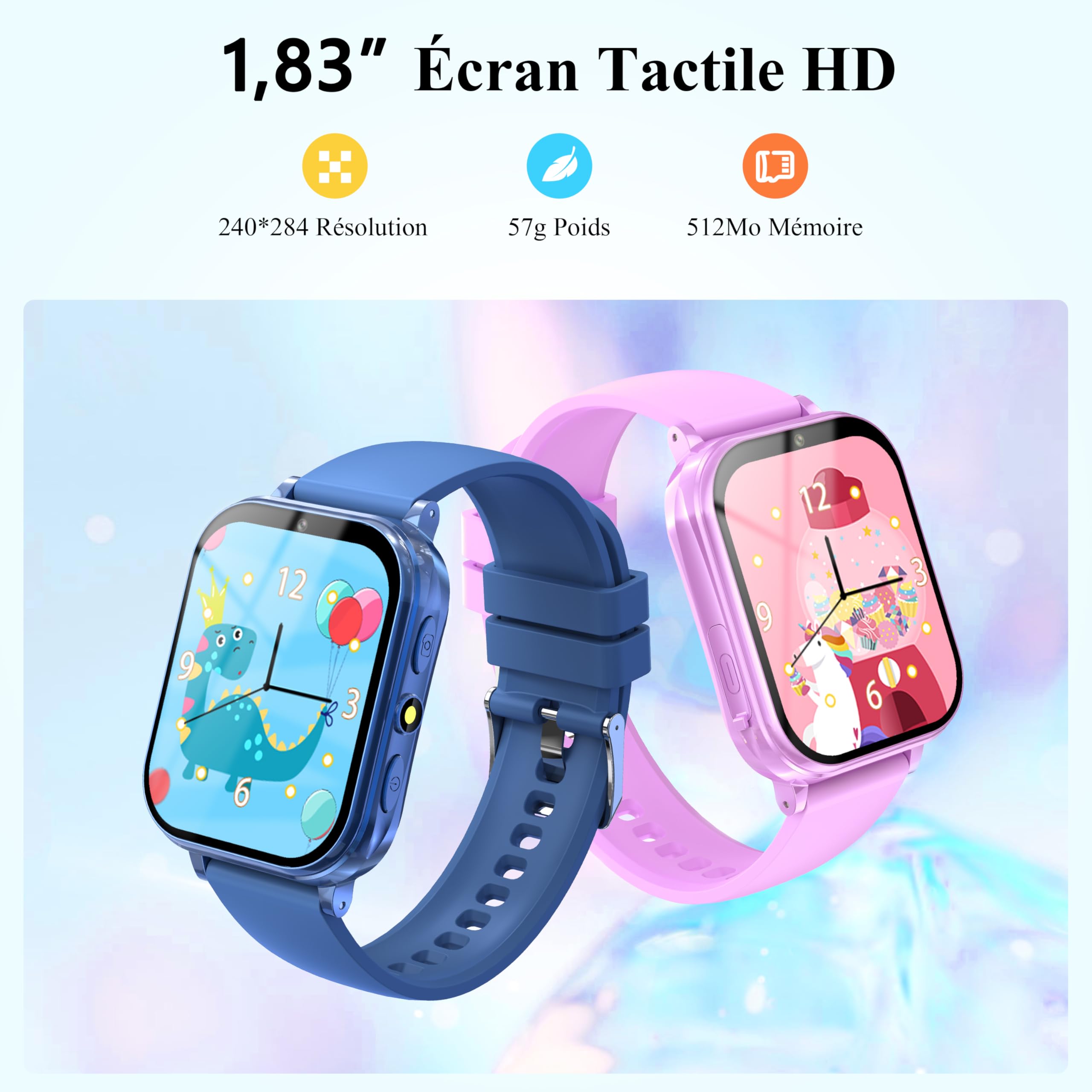 KALINCO Montre Connectée Enfant, 1,83" Smartwatch Avec Caméra HD/Lecteur de Musique vidéo/Livre Audio/Carte D'étude/13 Formation D'habitudes/Calculatrice, Cadeau pour Fille Garcon Femmes Hommes 5+ Ans