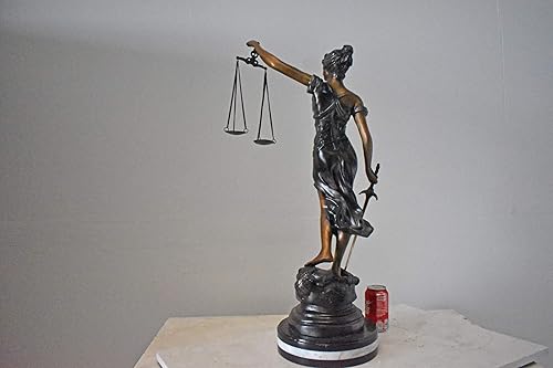 Miniatura 5 de Lady Justice Estatua de Bronce Montada en Mármol - Tamaño 14" L x 16" W x 32" H.