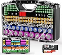 YCTYIYAO Battery Organizer with Tester - 285+ Capacity Double-Sided Storage for AA AAA C D 9V Button 18650 Batteries