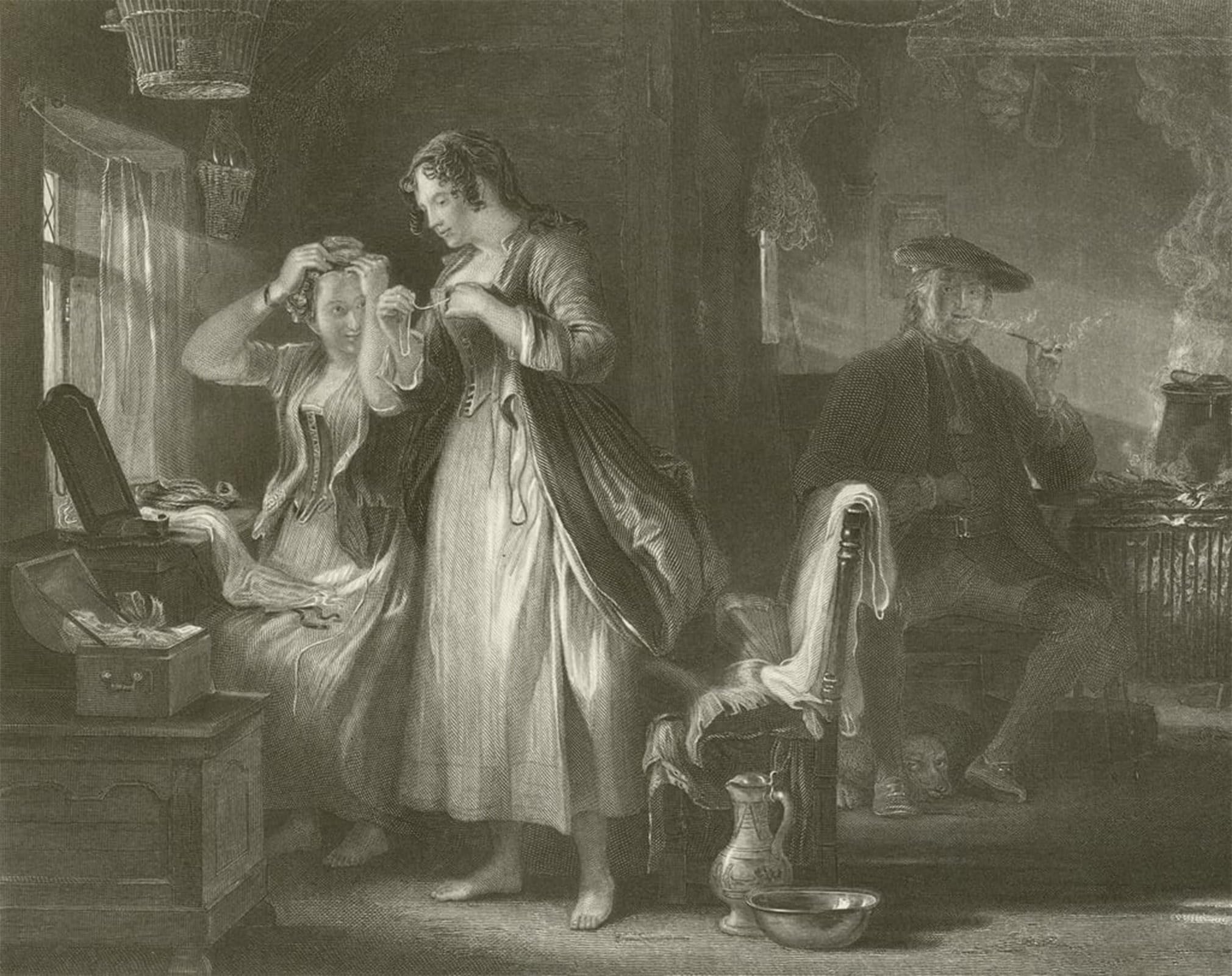ARTXLXXBN Famous Prints Artwork Pictures Poster Painting Art the Cottage Tollet by David Wilkie Artwork Landscape Pictures for Home Decor 60x90cm