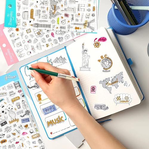 Miniatura 3 de Calcomanías estéticas transparentes de lámina dorada para álbumes de recortes, adhesivo transparente con temas de viajes, estudio, pasatiempos e