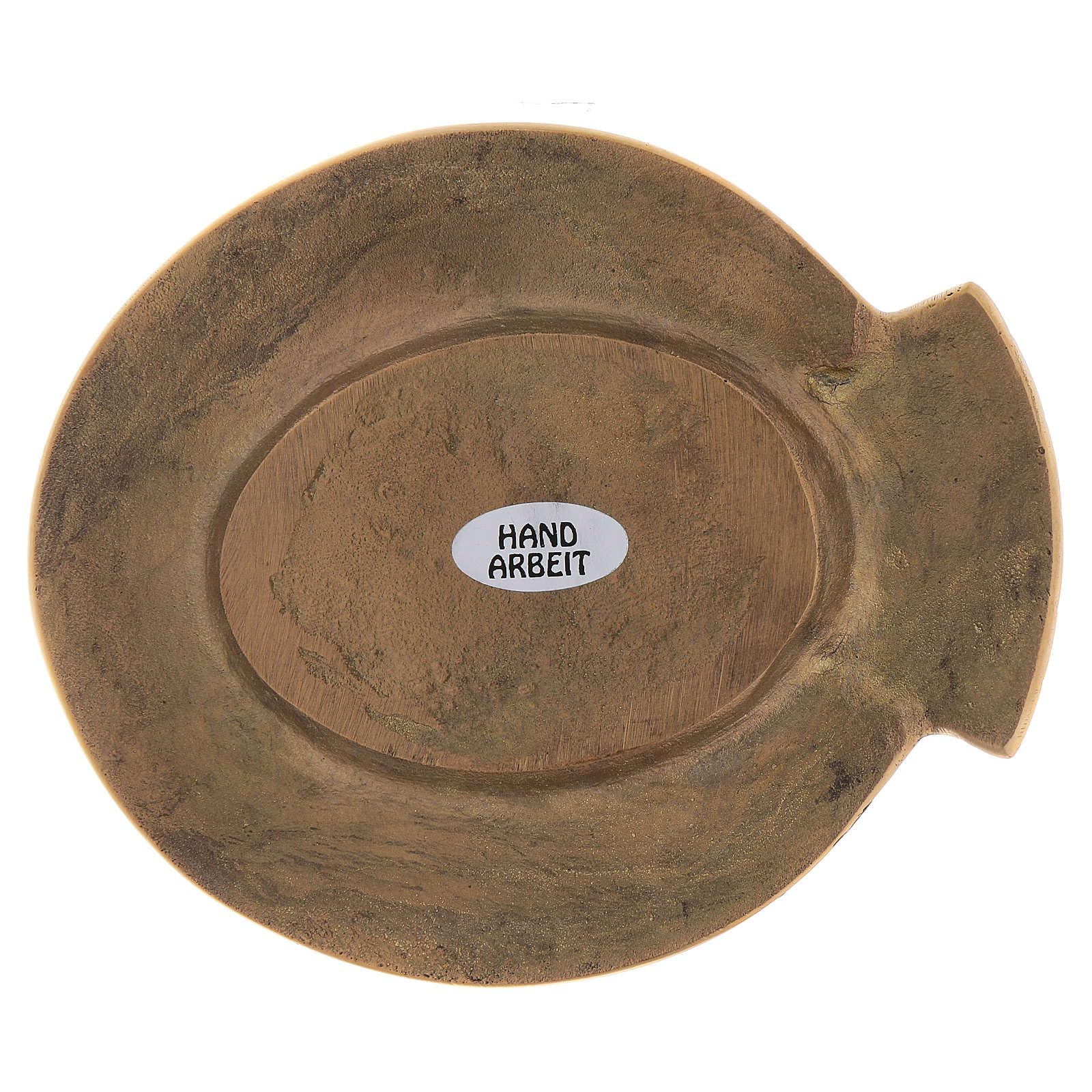 Oval Candle Holder with Decorated Edge in Gold-Plated Brass