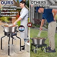Vista 7 de ARC - Estufa de propano de 200,000 BTU con patas extraíbles, con 25 pulgadas, 41 cuartos de galón, resistente, Cazo para carnitas, gran wok