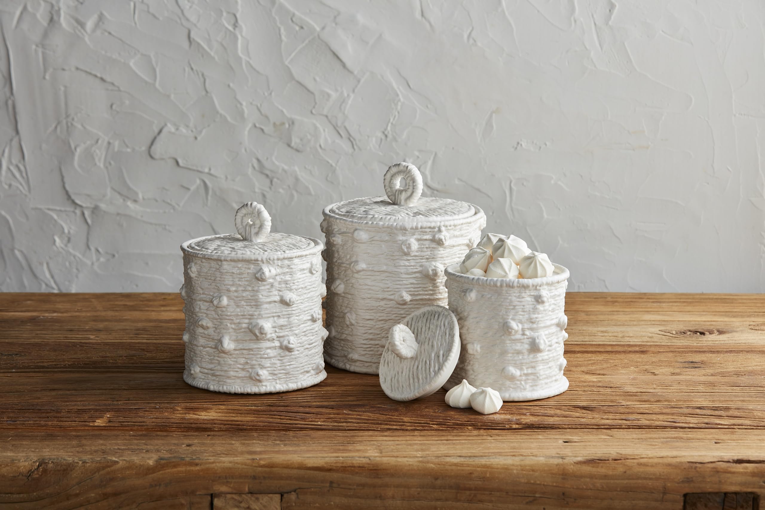 Amazon.com: Mud Pie Woven Ceramic Canister Set; Small 5 3/4