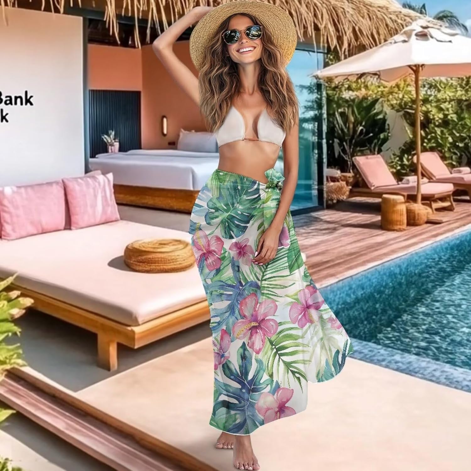 Swimsuit Coverup for Women Semi-Sheer Chiffon Sarong Bikini Wrap Skirt Lightweight Bathing Suit Cover Up - Image 3