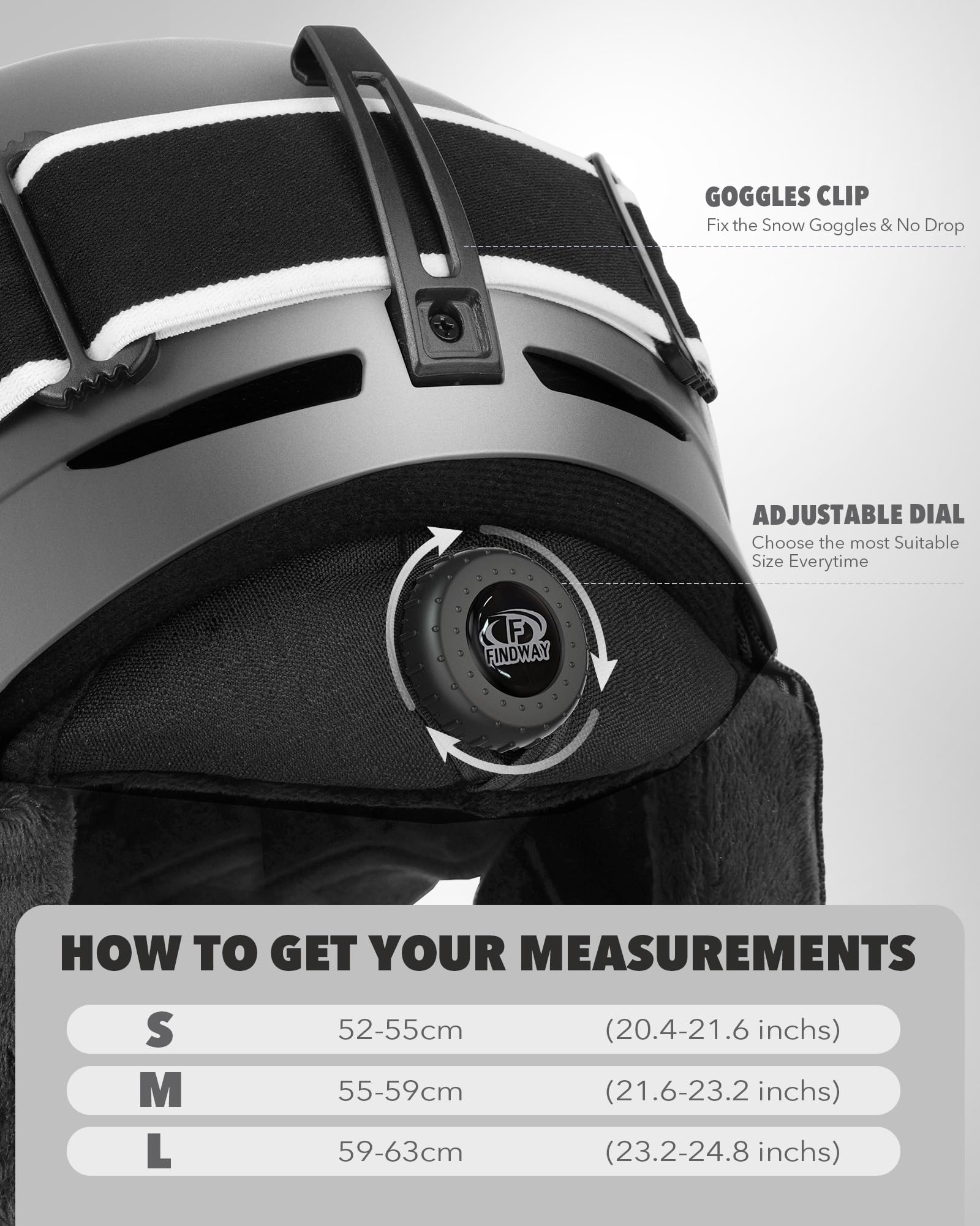 Findway Kit Casco Sci con Maschera Sci, Casco Snowboard con Occhiali Sci per Uomini Donne e Giovani UV400 Proteczione Set di Casco per Sport Invernali