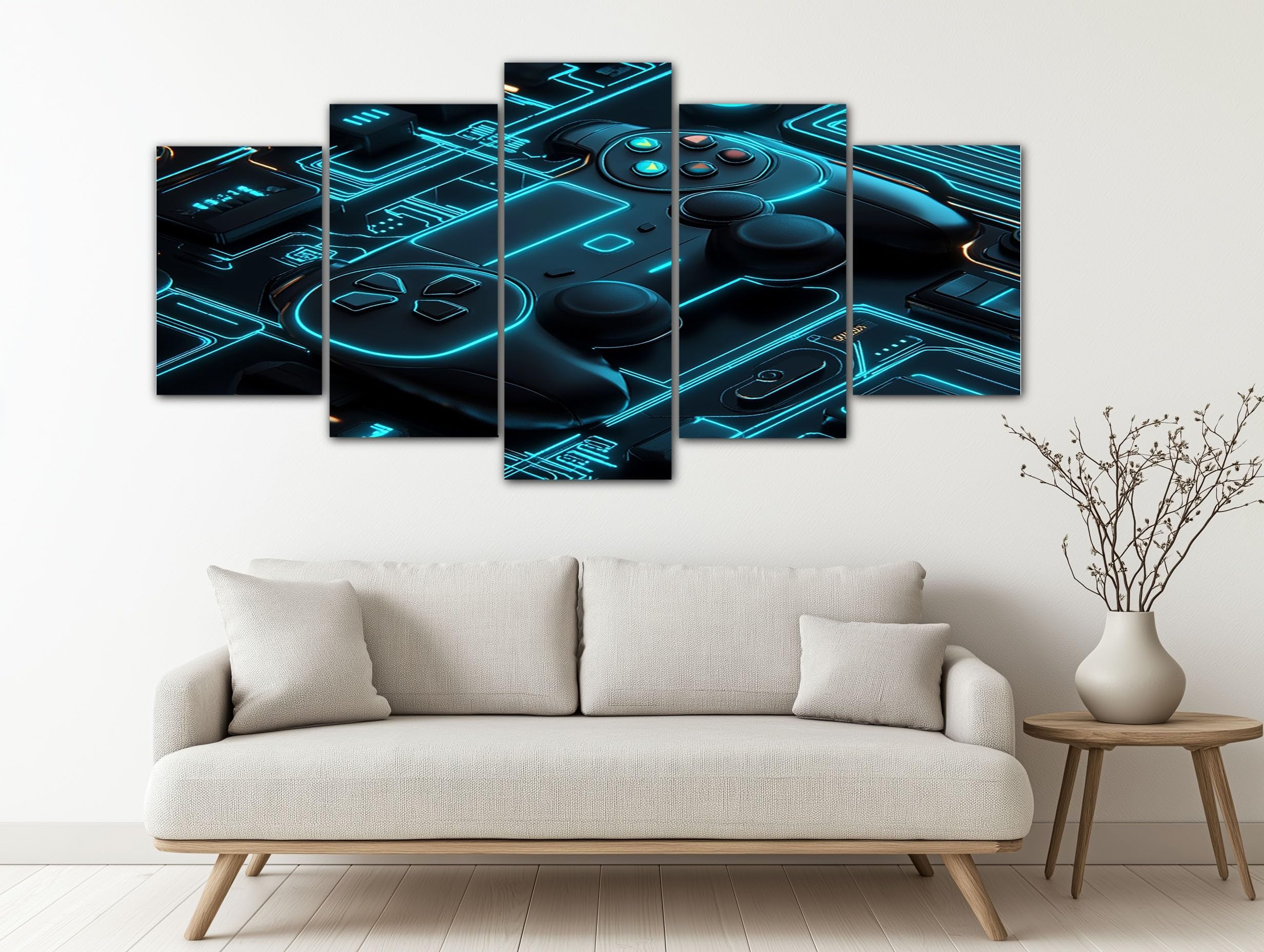 ZORYAN Toile Murale 5 Pieces Gamer Jeu Vidéo Tableau Moderne