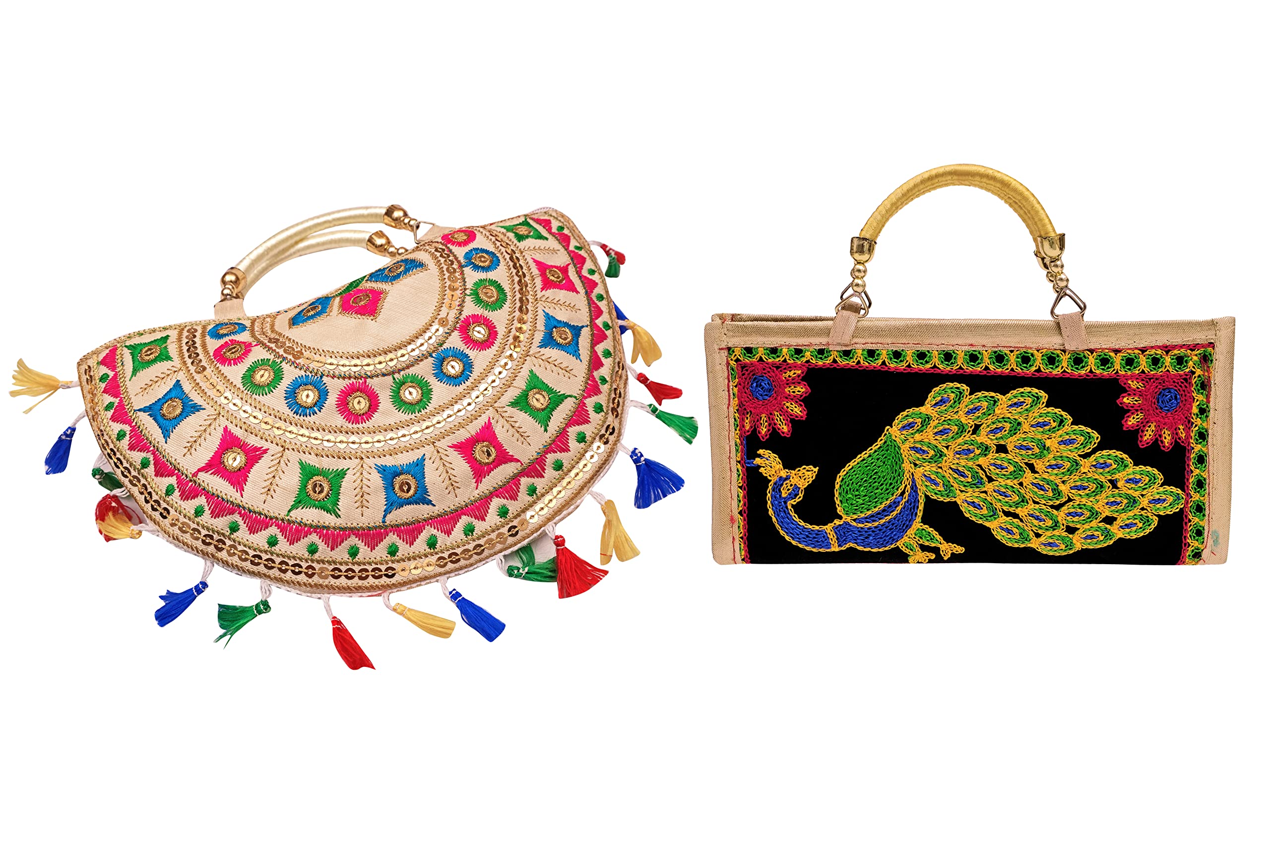 Womens Embroidered Fashion Clutch with Handle And Purse Handbag (Pack of: 2) Multicolour (B09Y1TMVV1) Amazon Price History, Amazon Price Tracker