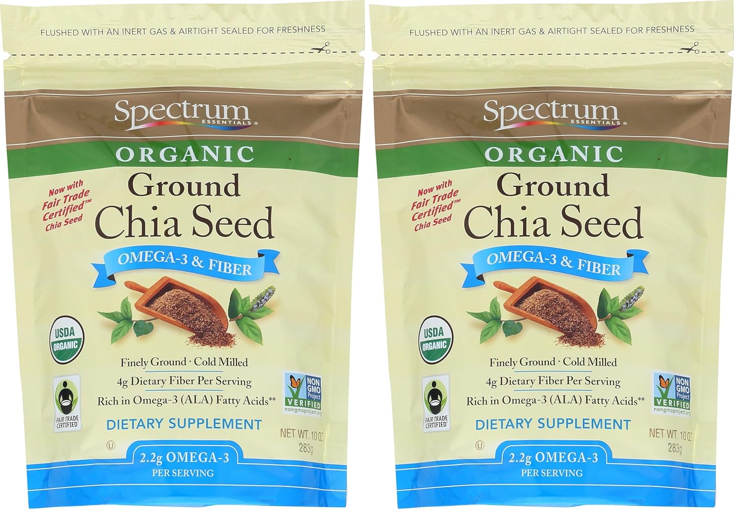 Spectrum Essentials Organic Ground Chia Seed,10 oz,(Pack of 2)