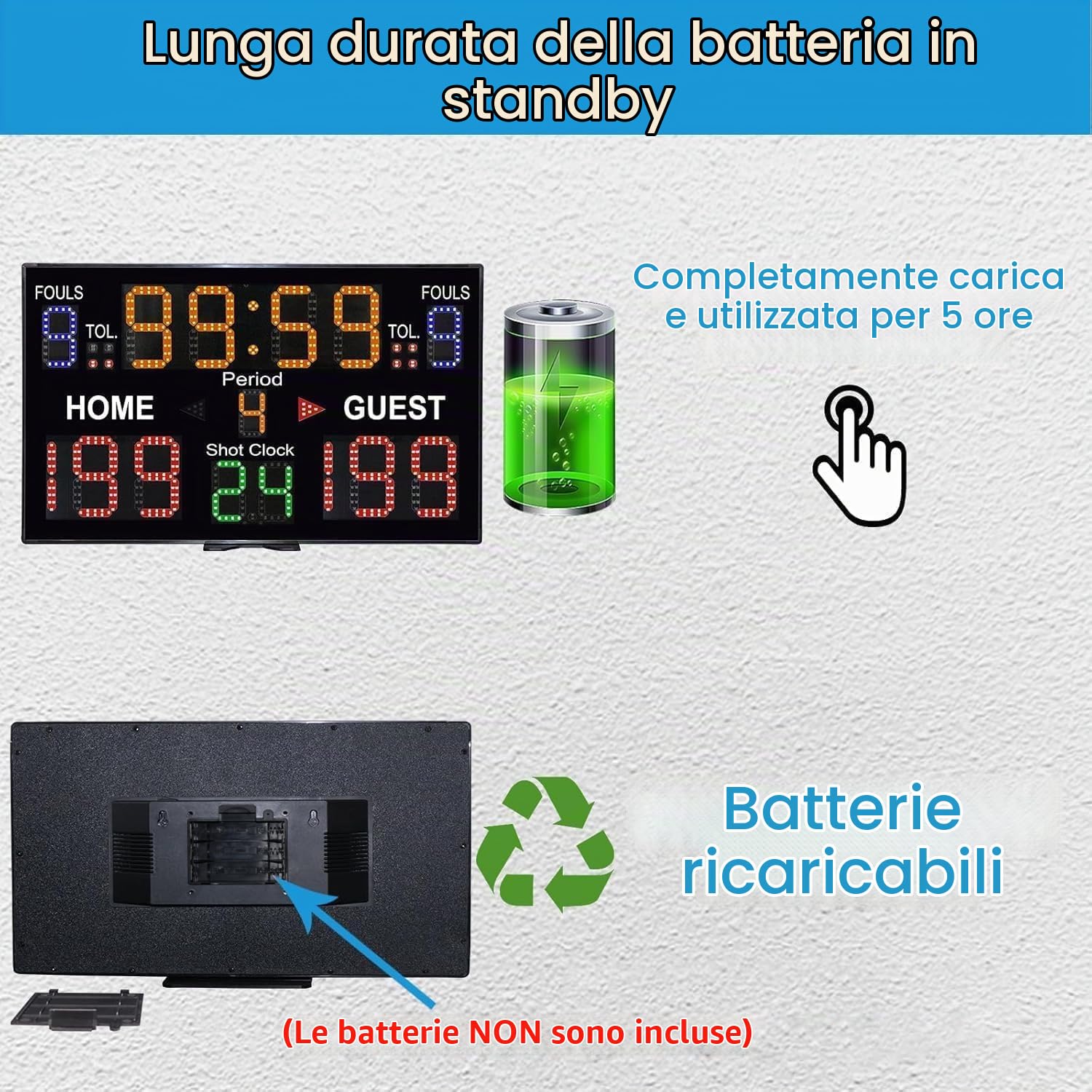 YZ Tabellone segnapunti di Pallacanestro del LED con l'orologio del Colpo, tabellone segnapunti Portatile Basket, tabellone segnapunti Digitale con Telecomando, tabellone segnapunti elettronico con