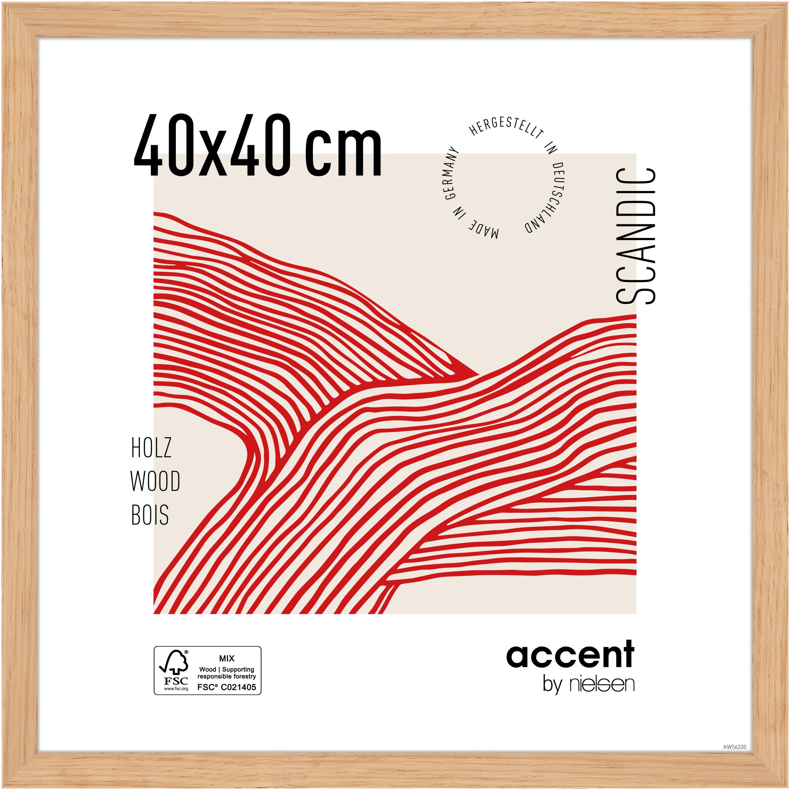 Accent By Nielsen Oak Scandic - Wooden Picture Frame - 40X40cm With Float Glass – Modern Scandinavian Design