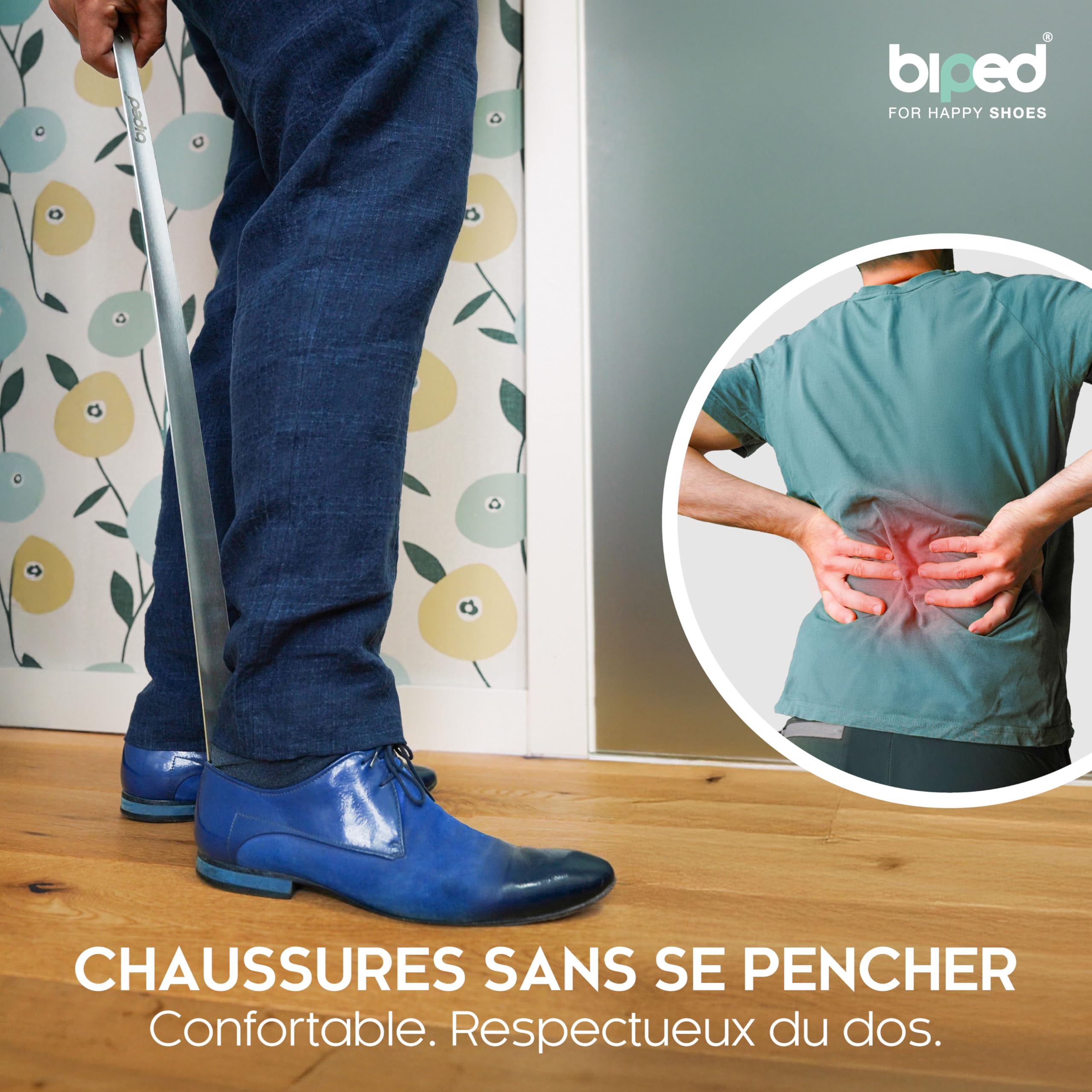 biped chausse-pied long en métal, acier inox brossé – aide-chaussure robuste dans coffret cadeau élégant – chausse-pied premium pour un usage quotidien z2932(70cm,silver)