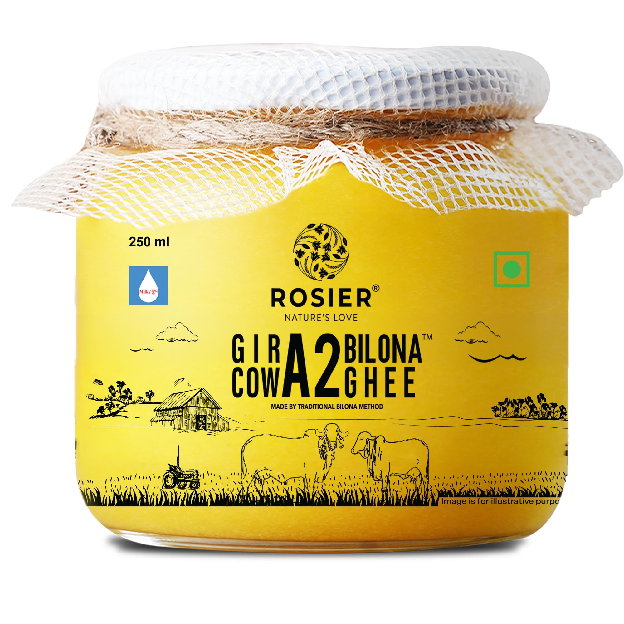 ROSIER A2 Gir Cow Ghee (250 ml) | Traditional Bilona Method A2 Cow Ghee | Grassfed, Pure and Healthy Desi Cow Ghee (Glass Bottle - 250 ML)-image-49