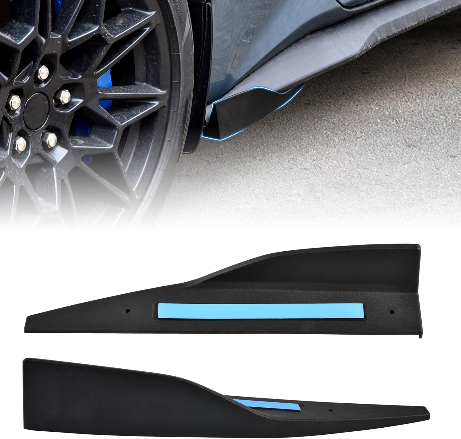 KEWISAUTO Rear Side Skirt Spoiler for Ford Mustang 2024-2025 Accessories, Lower Bumper Skirt Splitters Diffuser Winglets Protector, Lower Side Guard Protection Wings, Sporty Shark Fin Design