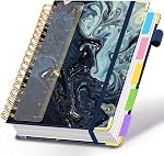 Les carnets Spiral Journal pour le travail, 300 Pages 5 Sujet Notebook College Règle avec les séparateurs & Tabs, Journal des notes pour les étudiantes Note-Takeing et Organisateur (Navy Marble, B5(8 po x 10 po))