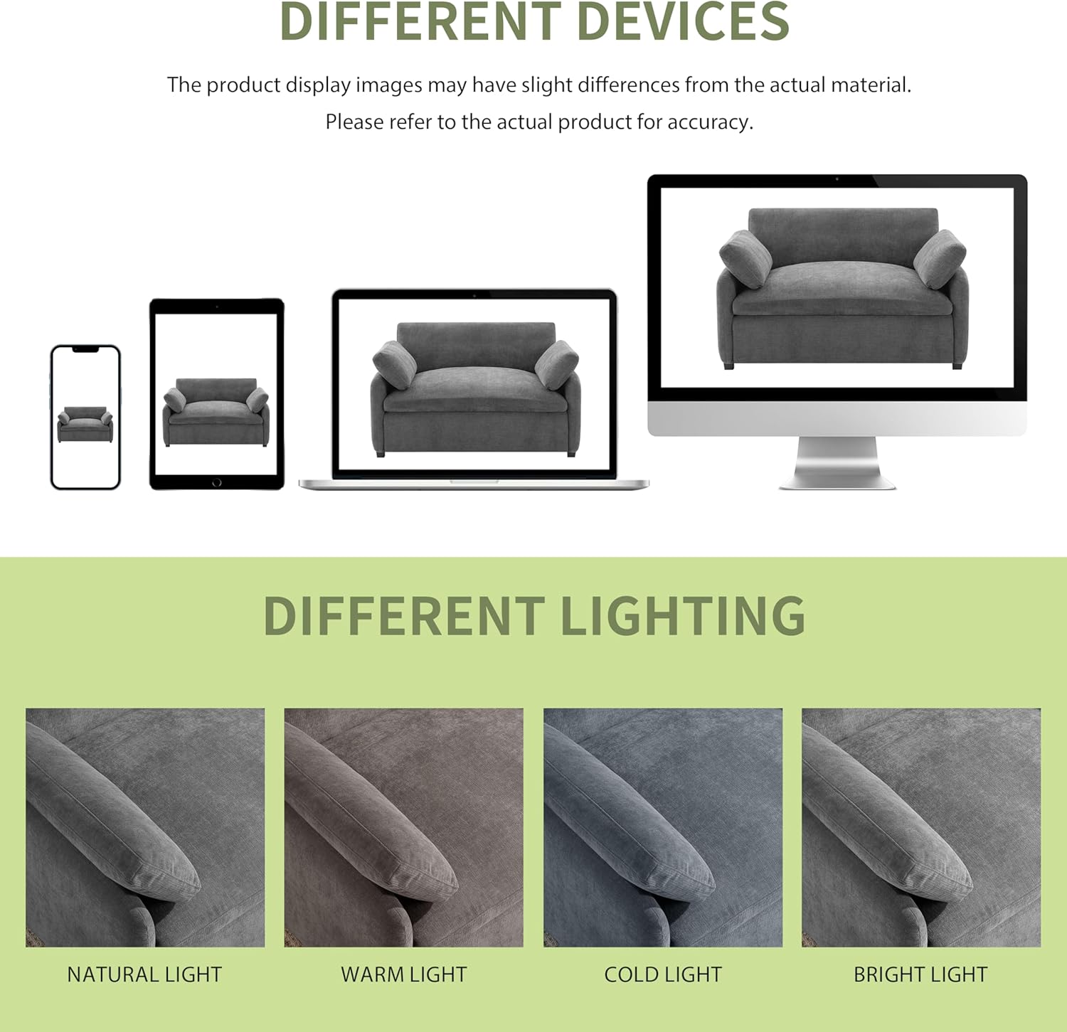 50*43" Oversized Chenille Single Sofa Chair, Wide and Deep Seat Accent Chair, Modern Upholstered Comfy Armchair, Color Blocking Couch Lounge with Pillows for Living Room,Apartment,Bedroom, Gray