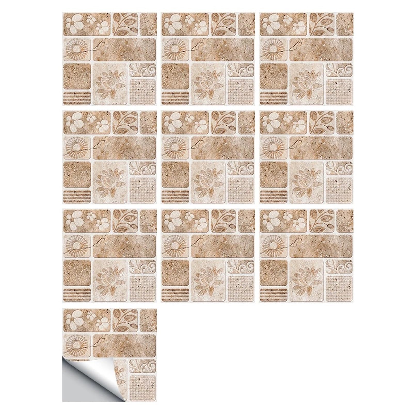 EJvkrbtx Tile Wall Stickers Self-Adhesive Multiple Sizes for Home Decor(10cmX10cmX10pcs)
