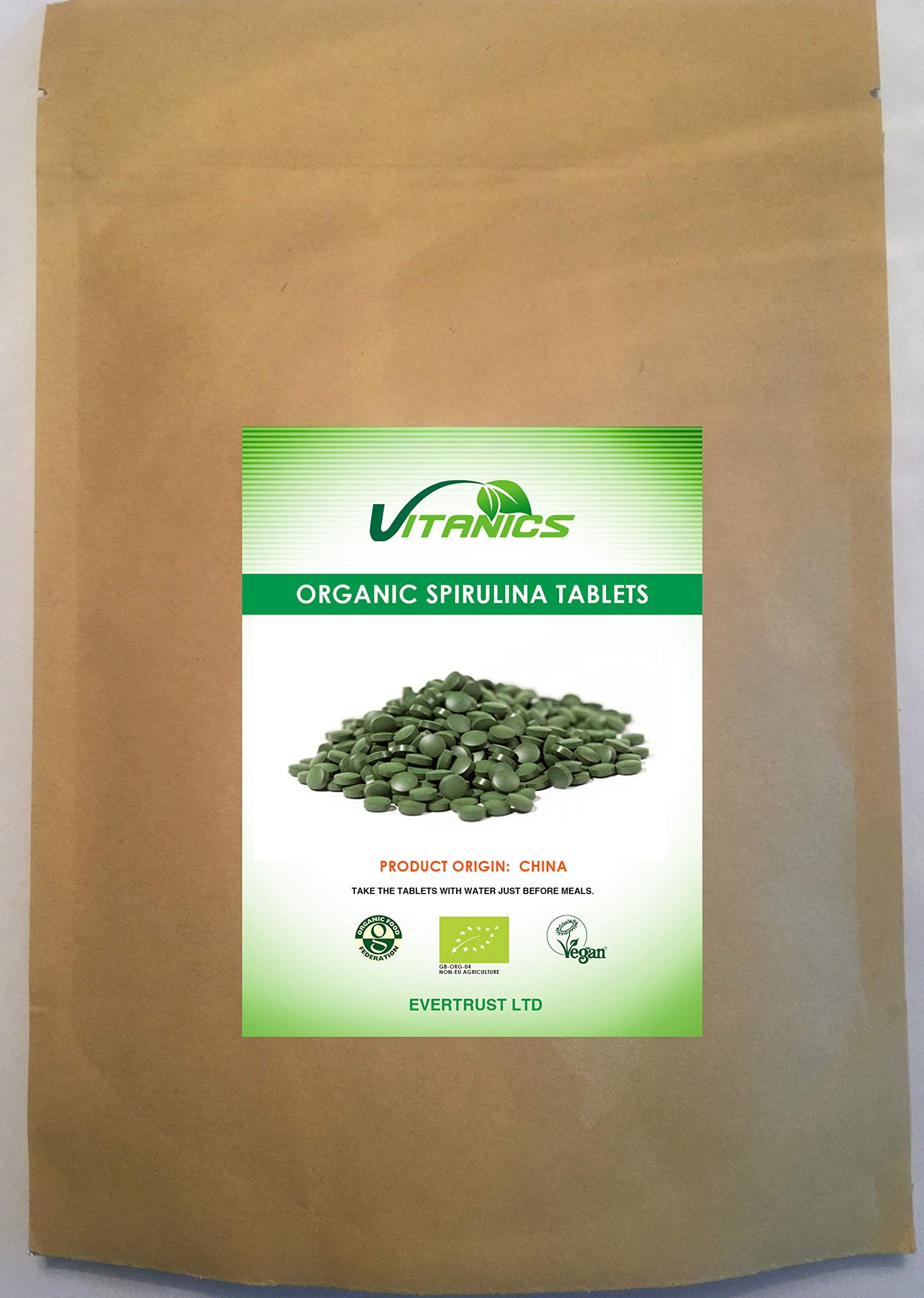 Organic Spirulina Tablets 500mg (300 Tablets)