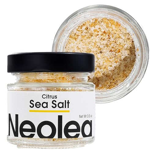Neolea Copos de sal marina cítrica de Grecia Hecho de flor de sal Combina bien con pescado, pollo y margaritas 3.5 oz (100 g)