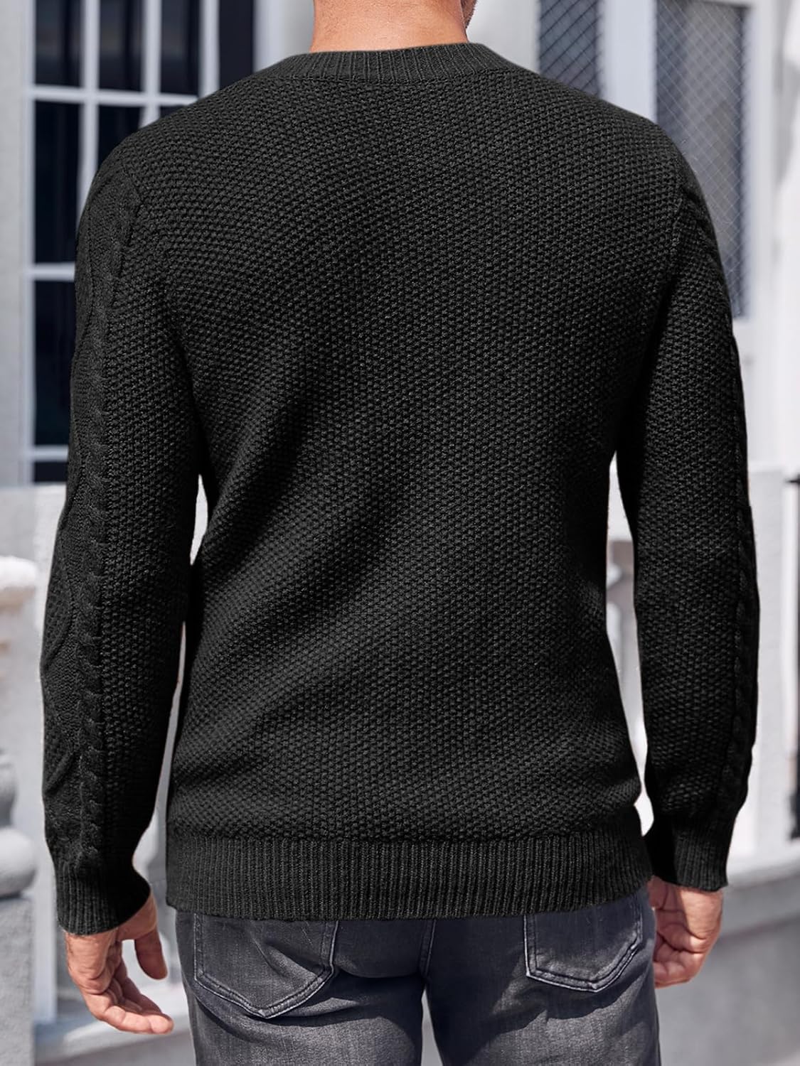 NIUBIA Men's Slim Fit Crewneck Pullover Sweater Winter Casual Chunky Cable Knit Comfort Heavy Long Sleeve Sweaters - Image 5