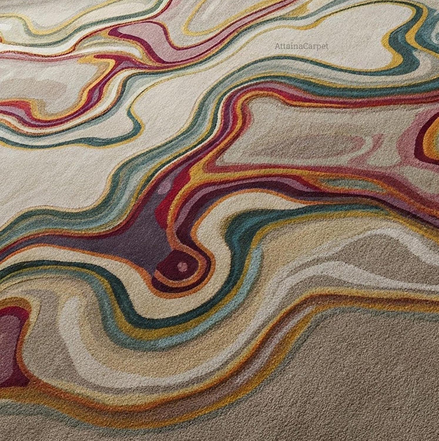 Rugs for livingroom Bedroom Hall 6x9 feet Size Irregular Shape Abstract Pattern High Low Soft Pile Handmade Quality Antiskid Antislip Backing Soft Newzealand Wool..