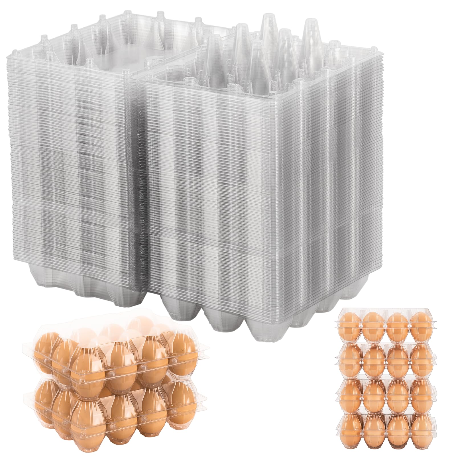 Confezione da 60 cartoni per uova, in plastica, 3 x 4, economici sfusi per 12 uova, ideali per frigorifero, allevamento di polli, mercati degli agricoltori e esposizione commerciale