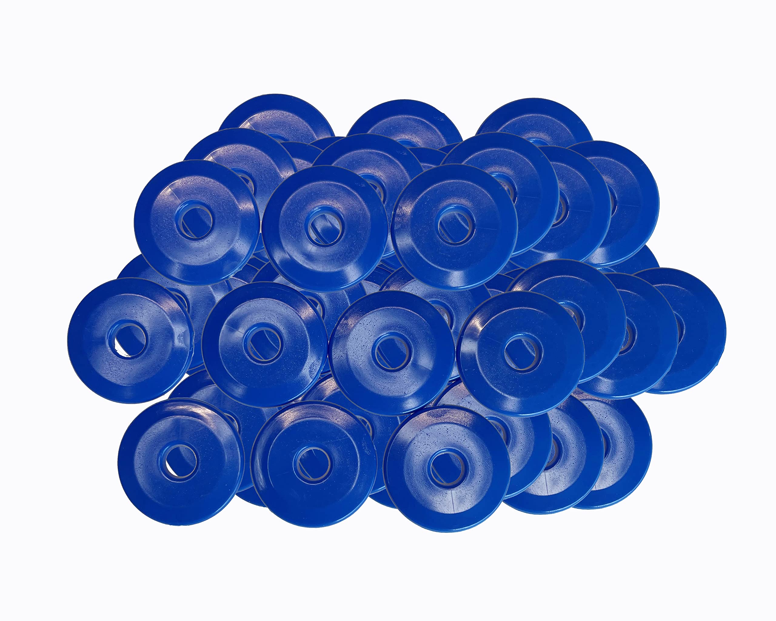 Proops 25mm Dia Blue Penny Washers, Survey Markers, High Impact HDPE Plastic Disc Washers, Bevelled Edges (S7840). Free UK Postage (50)
