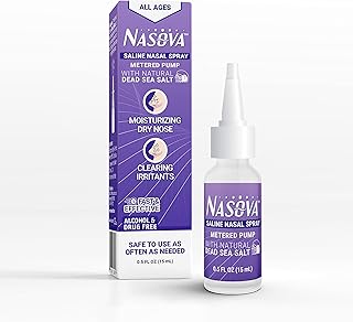 Nasova Saline Spray with Natural Dead Sea Salt - Moisturizing, Cooling Spray for Nasal Dryness Relief, Clear Nasal Passage...