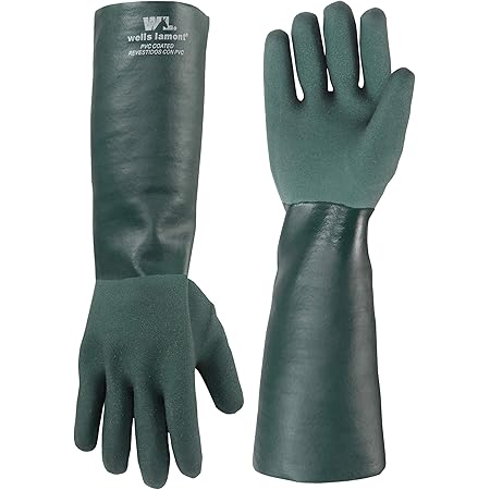 Wells Lamont Heavy Duty Extra Long 18” PVC Coated Work Gloves | Chemical & Liquid Resistant, Cotton Lined | (158L)