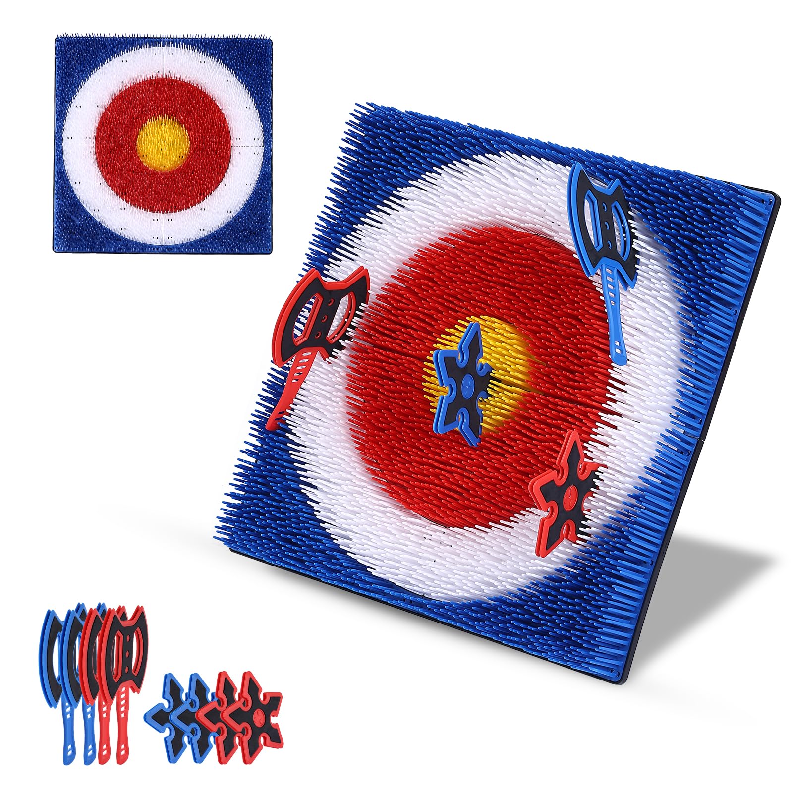 Wall-Mounted Axe Throwing Game for Backyard, Axe Throwing Game for Kids and Adults, Safe Bristle Target with 8 Axe Throwing, Perfect for Outdoor Games, Playrooms, Boys Rooms