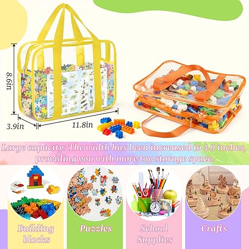 Miniatura 2 de 6 bolsas grandes de almacenamiento de juguetes, cajas de juguetes reutilizables de PVC transparente, bolsas de almacenamiento de juguetes de baño de