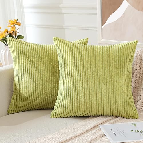 Miniatura 3 de OTOSTAR Juego de 2 fundas de almohada decorativas de pana suave de 16 x 16 pulgadas, fundas de almohada cuadradas sólidas para sofá, dormitorio,