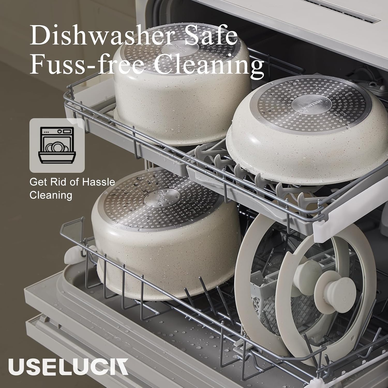 Pots and Pans Set Healthy Non toxic Non Stick Ceramic Cookware Set 21 Pcs Detachable Handles, Oven Safe, Induction Dishwasher, Stackable Frying Pan (PFOS, PFOA Free),Cream White