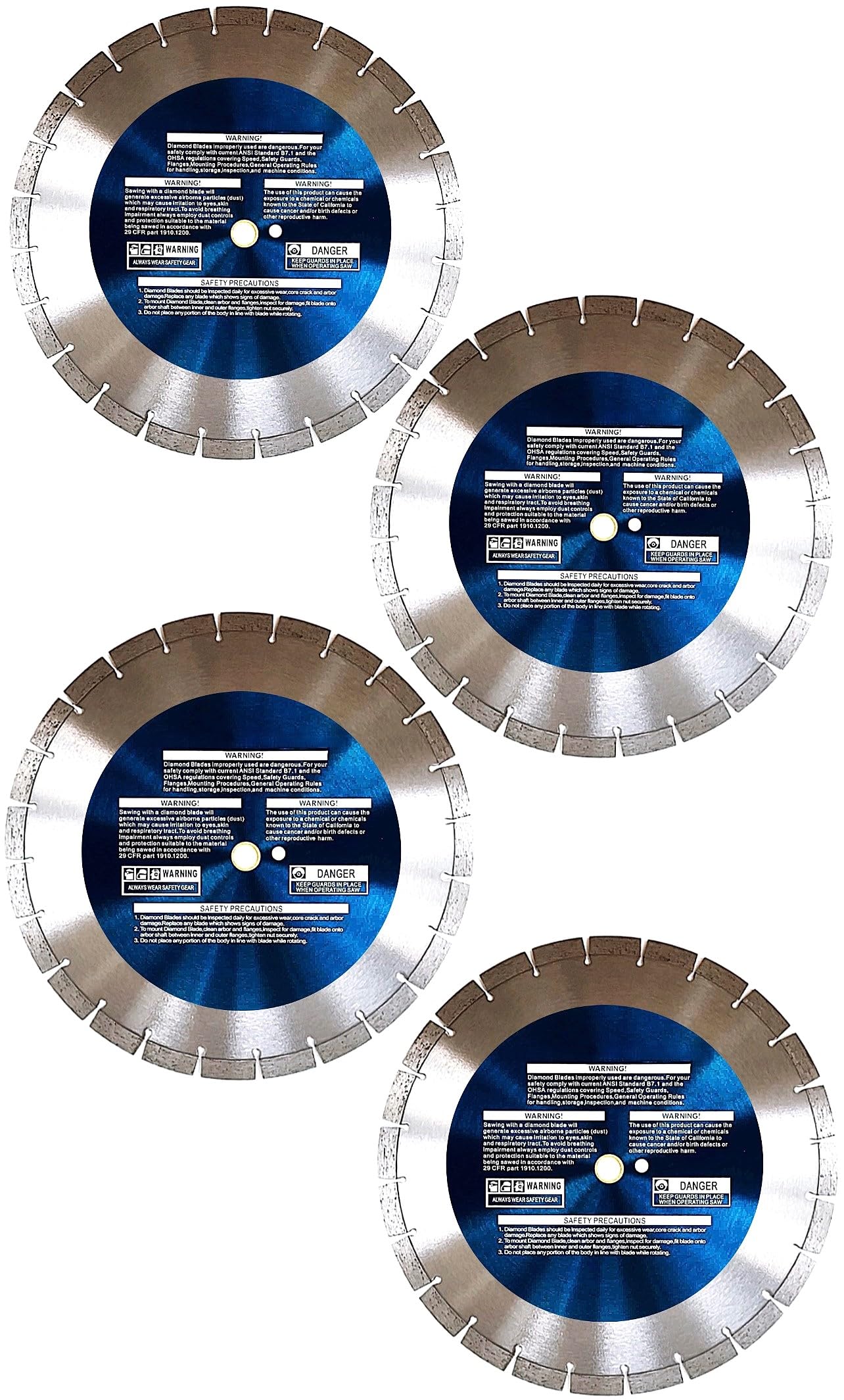 12 inch Dry or Wet Cutting General Purpose Segmented High Speed Diamond Saw Blades for Concrete Stone Brick Masonry (12") (4) Pack