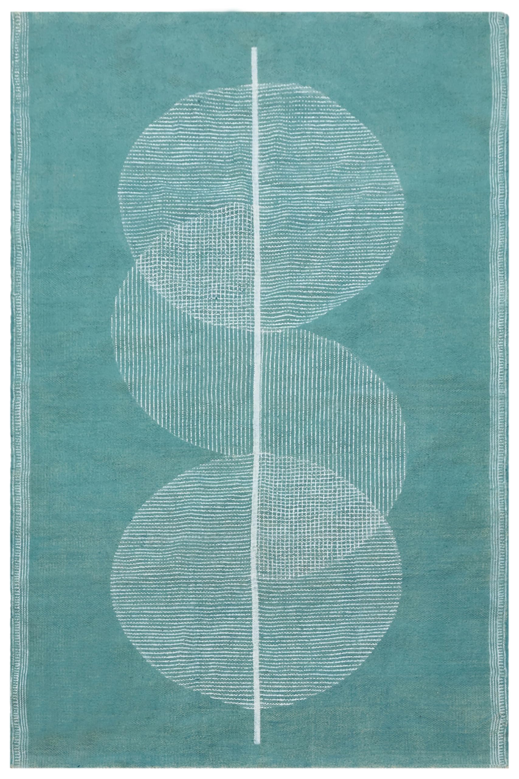 Kilim rug tapis bleu ciel et blanc en coton lavable pour la décoration du salon
