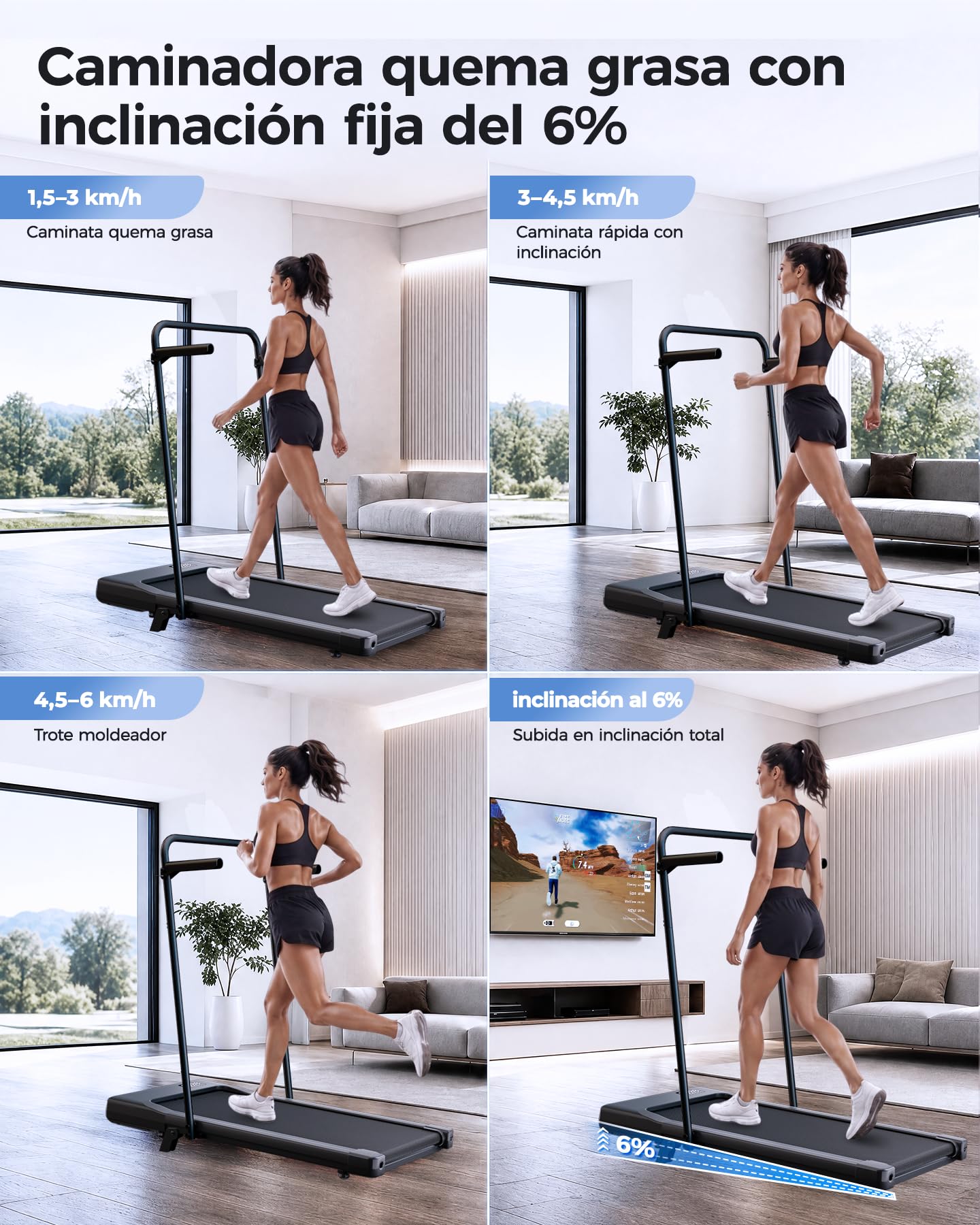 Copant Raceable Cinta de Correr para Oficina y Casa, Cinta de Andar 2,5 HP, Walking Pad Capacidad de Peso 136KG, Cinta Caminar Passadeira, Adecuado para Dispositivo Portatil Alta Tecnología
