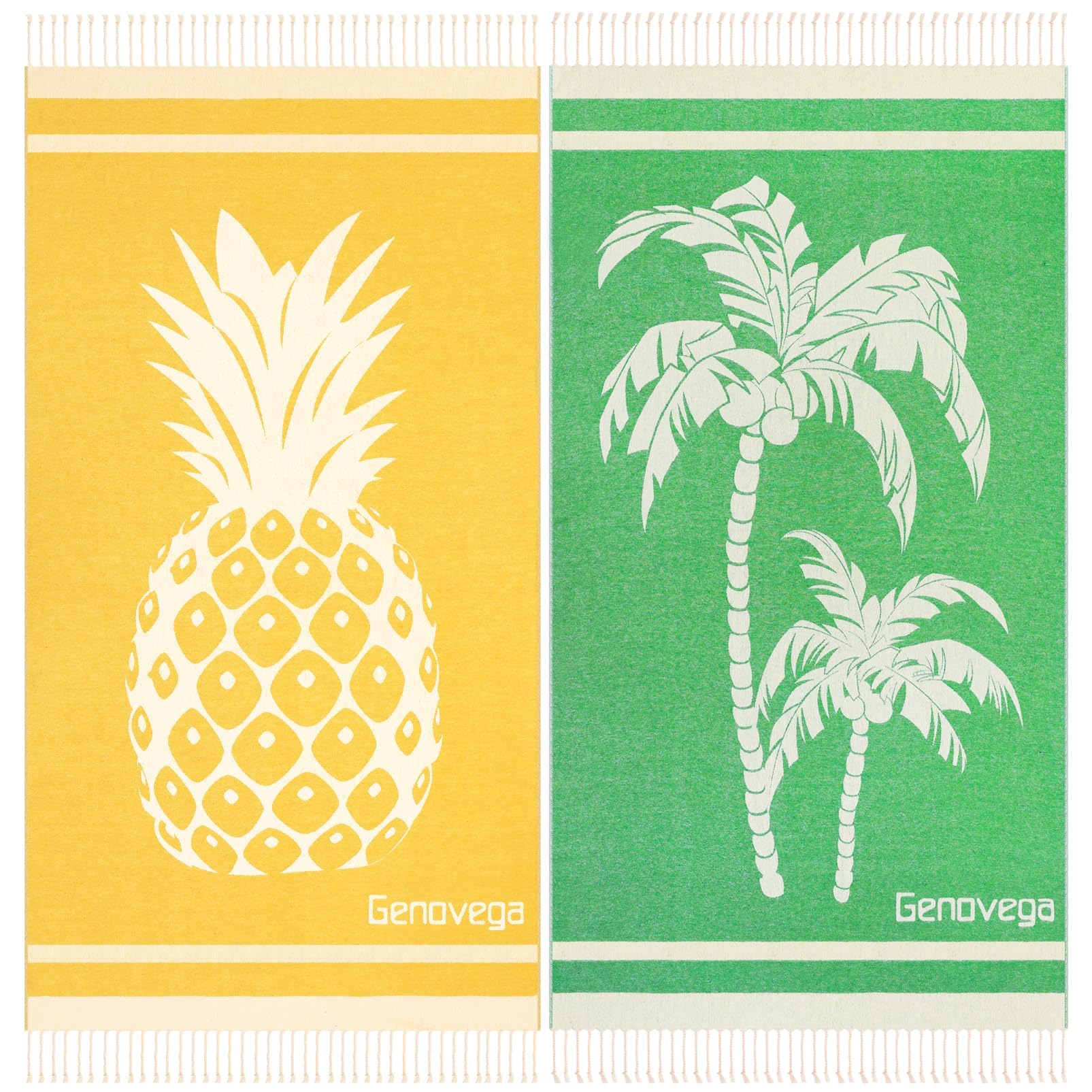 Genovega2 Packs Oversized Cotton Turkish Beach Towels 72"x36" Lightweight Quick Dry Sandless Pool Swim Camp Large Xl Compact Blanket Towel Adult Travel Essentials Cruise Accessories Must Haves Vacation Stuff