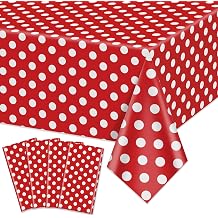 4 Pack Red and White Polka Dots Tablecloths, Rectangular Red Polka Dot Table Cover Waterproof Picnic Table Covers for Birthday Party Holiday Outdoor Supplies