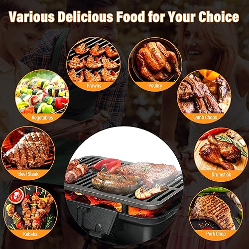 Miniatura 8 de Giantex Parrilla Hibachi portátil, parrilla de hierro fundido de doble cara con puerta reguladora de aire y puerta de fuego, elevador de rejilla,