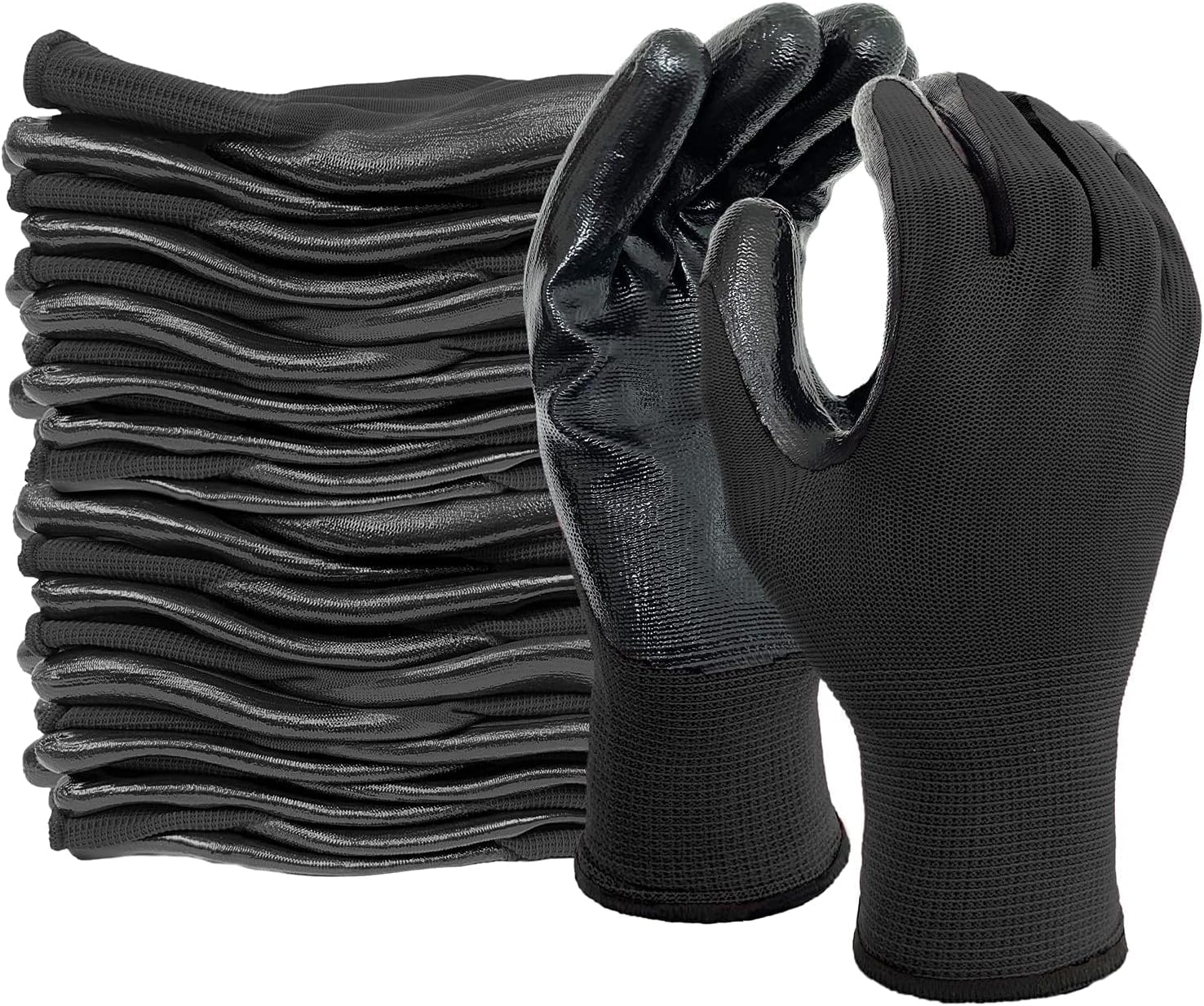 NALACAL 12-Pair Work Gloves with Rubber Coating: Anti-Slip, Oil-Resistant for Mechanics, Gardening - Breathable Design for Men & Women