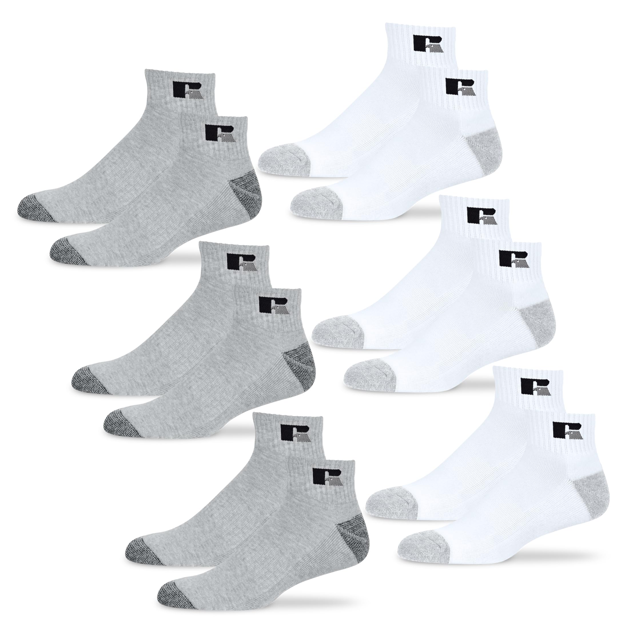 Russell Athletic Quarter Socks, 3-Pack – Moisture-Wicking Ankle, Cushioned, Arch Support, Reinforced Heel & Toe-image-7