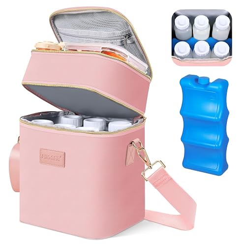 PIIOSER Breastmilk Cooler Bag with Ice Pack Pink